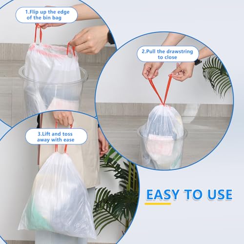 Ggbin 2.6 Gallon White Drawstring Garbage Bags - 120 Count
