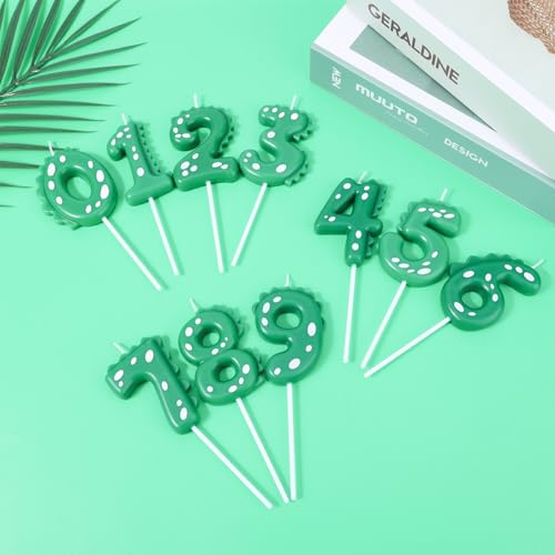 Green Dinosaur Birthday Candle - Number 6 Cake Topper for Kids