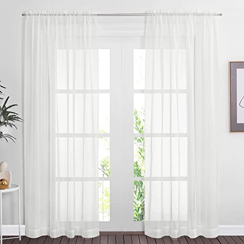 NICETOWN Ivory Voile Sheer Window Curtains - 2 Panels, 60" x 84"
