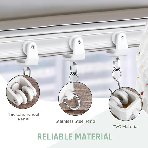 UrbanRed Ceiling Curtain Track Rollers, 30 Pack - White