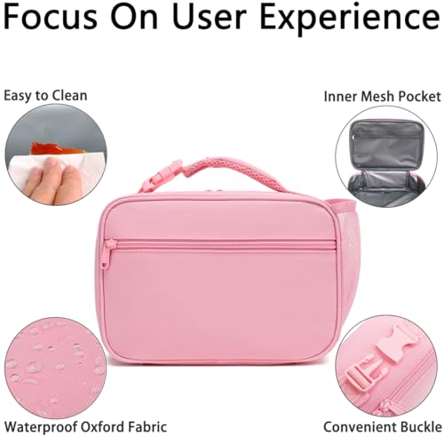 GYEUKHAM Insulated Lunch Bag - Pink Thermal Reusable Lunch Tote for Work School