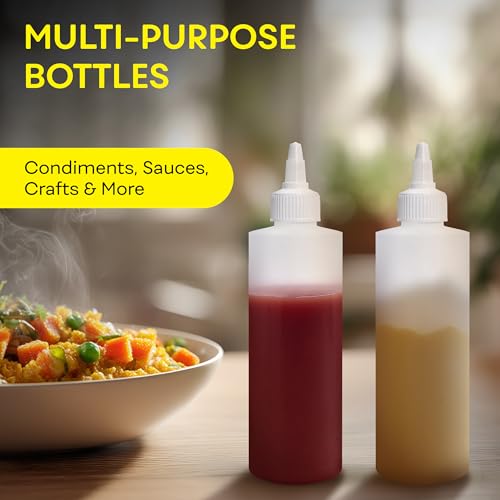 BRIGHTFROM 4 oz Squeeze Bottles, Leak-Proof Condiment & Craft Bottles - 4 Pack