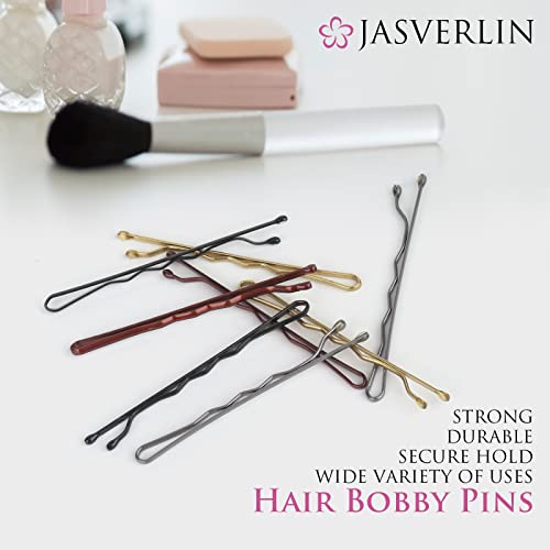 JASVERLIN Brown Bobby Pins 100 Pcs 2 Inch Metal Hair Pins for Updos