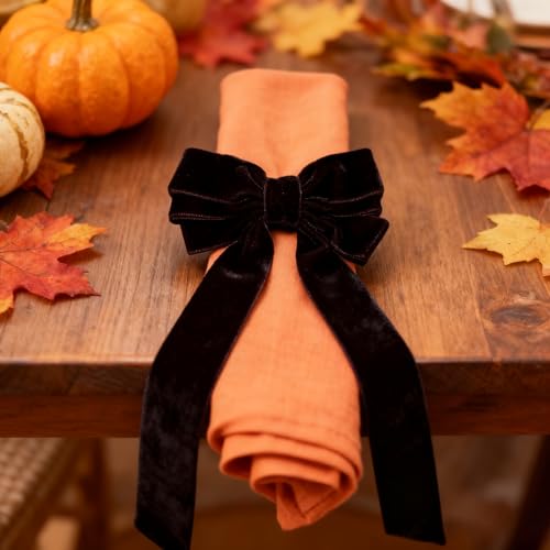 Black Velvet Bow Napkin Rings Set - 12 Pcs, 4x7 Inch Elegant Table Decor Variation of THIS listing: Black / 12 pcs