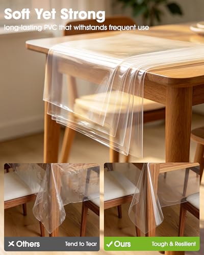 Clear PVC Tablecloth Protector 60 x 84 Inch - Waterproof Rectangular Cover