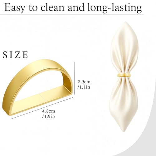 12 Pcs Gold Stainless Steel Napkin Rings - Semicircle Design