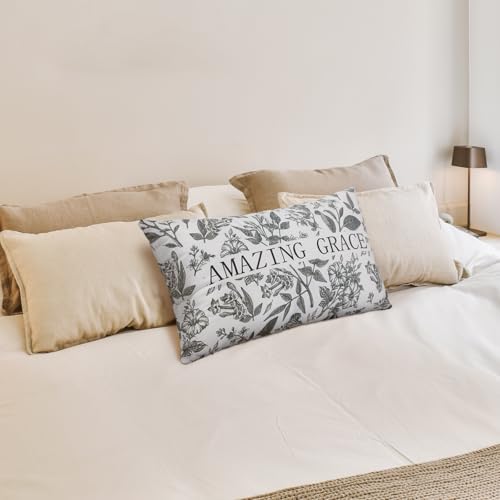 Amazing Grace Christian Pillow Cover 12x20 - Inspirational Decor for Women