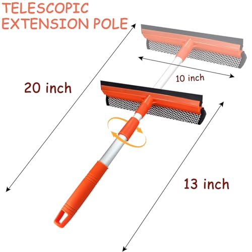 Bunliuys 2-in-1 Window Squeegee with 20" Retractable Pole