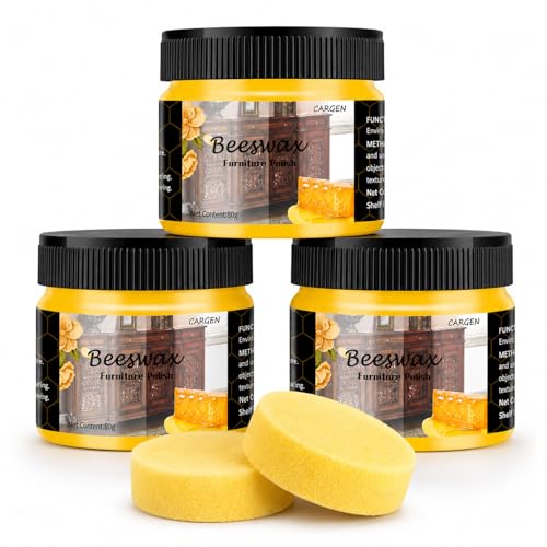 CARGEN Beeswax Wood Polish & Conditioner - 3 Pack with 2 Sponges