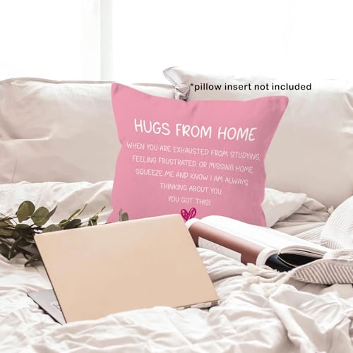 Pink Hugs from Home Throw Pillow Cover 18x18 - Soft Flannelette