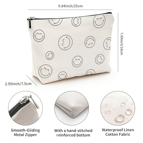 Fywelixc Smile Face Makeup Bag - Waterproof Cosmetic Organizer Pouch