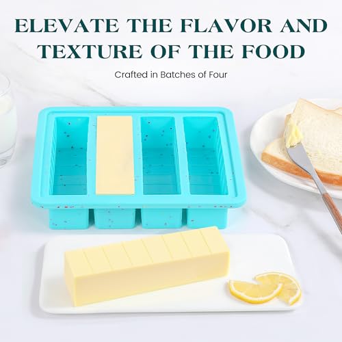 KASHME Butter Mold with Stainless Steel Frame - BPA Free Silicone, 4oz Portion, Aqua, 1 Pc