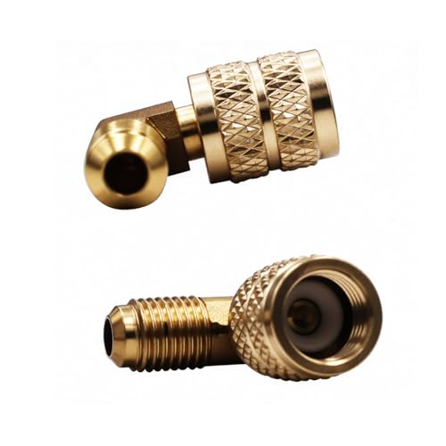 BoginIty 90° R22 to R410 HVAC Adapter, 1/4" to 5/16" Brass Connector