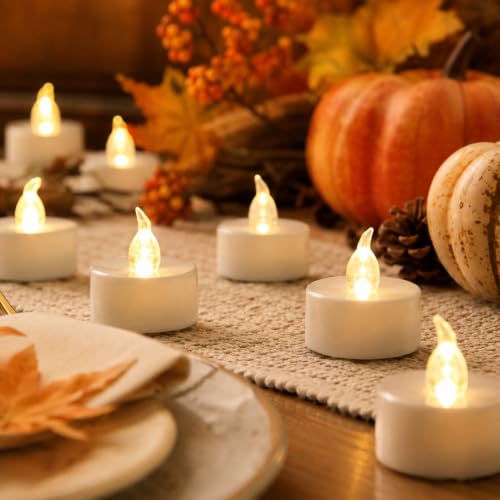 12-Pack LED Flameless Tea Lights with Timer - Warm White, Flickering, Battery Operated for Holiday & Party Decor