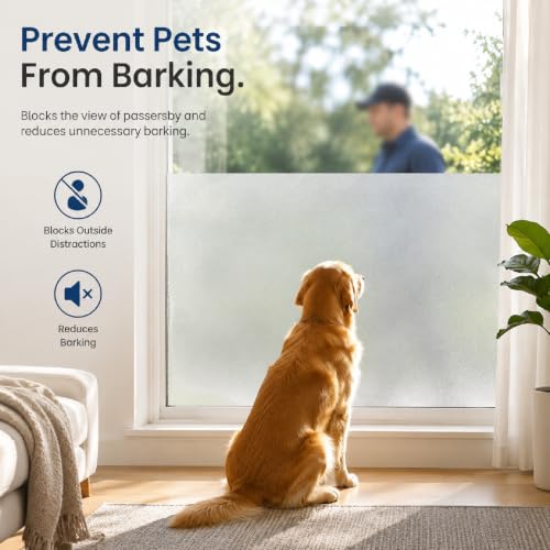 Soqool Frosted Glass Privacy Film - Self-Adhesive, UV Blocking, 17.7" x 78.7"