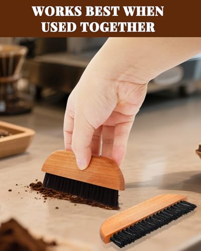 Espresso Machine Cleaning Brush Set - Walnut & Ebony Wood, 2 Pack