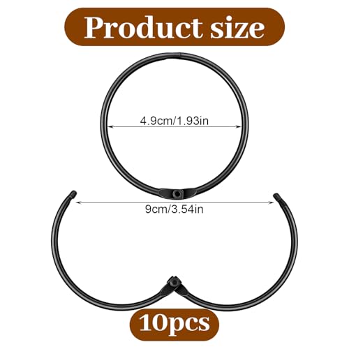 Mabor 10-Pack Black Shower Curtain Hooks - Rustproof Iron Rings