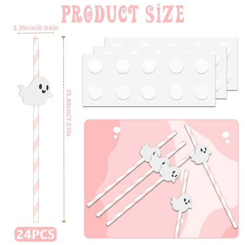 24 Pink Halloween Straws - Eco-Friendly Party Decor