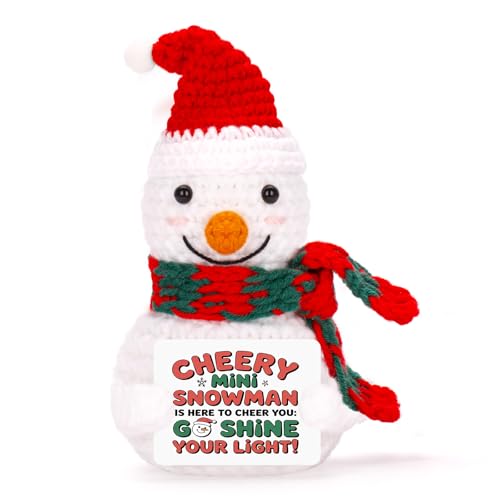Handmade Snowman Crochet Doll with Cheery Message Card