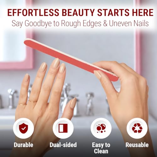 Empyrean Professional Nail File - 280/320 Fine Grit Reusable Pink Cushion