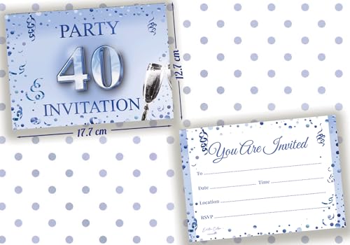 Edition Colibri 40th Birthday Invitation Cards Set of 10 Elegant Fill-in