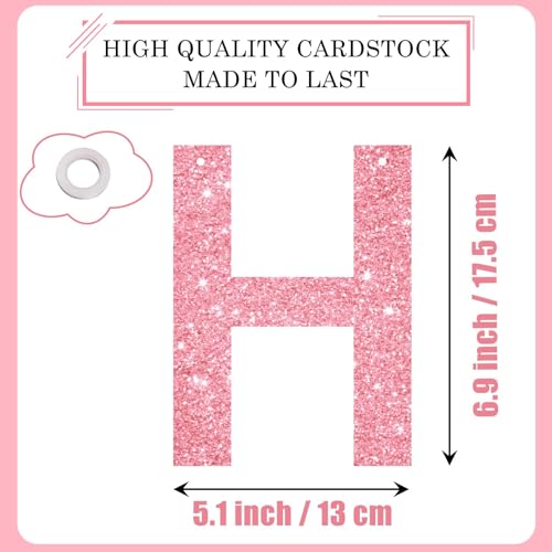 Pink Happy Birthday Banner with Ribbon - Glitter Party Decoration