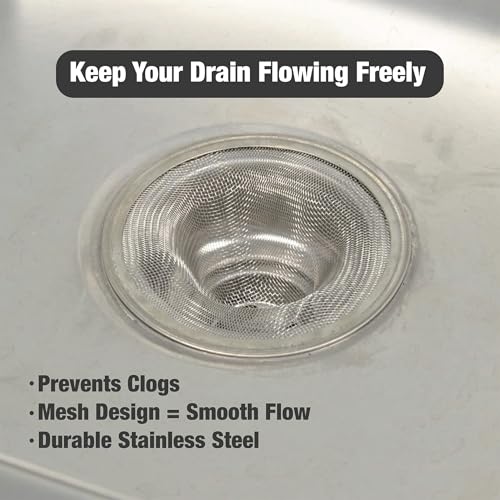Danco 4.5-Inch Stainless Steel Kitchen Mesh Strainer - Universal Fit, Dishwasher Safe