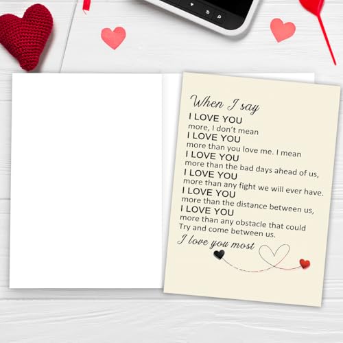 ATTLVV WX-365 I Love You More Romantic Greeting Card for Him & Her - Anniversary, Birthday, Just Because