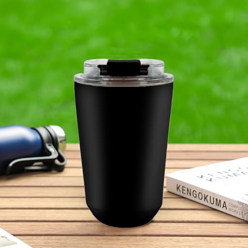 DEQIANG Insulated Travel Coffee Cup with Lid - 8.5 oz Black