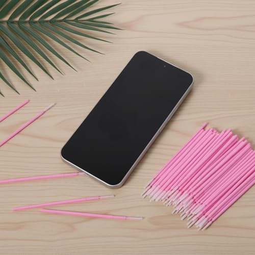 Exircy 200 Pcs Disposable Micro Applicator Brushes for Eyelash Extensions Pink
