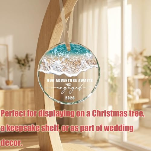 2026 Engagement Glass Ornament - Our Adventure Awaits