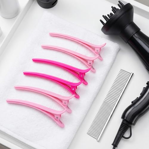 HINZIC Plastic Alligator Hair Clips - 6 Pack Flat Duckbill Styling Barrettes