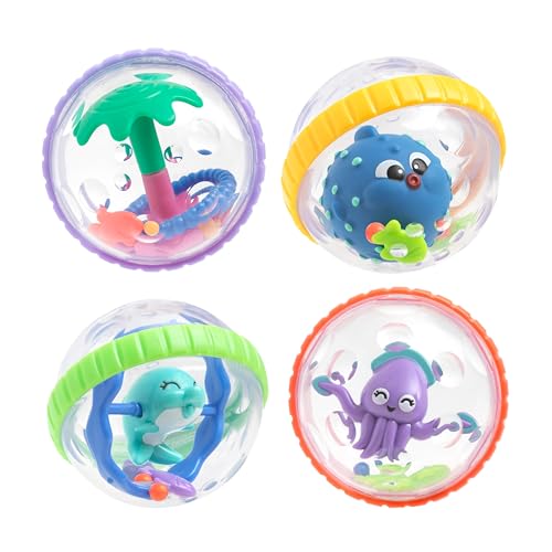 Nuby Bubbly Buds Interactive Bath Toys - 4-Pack Sensory Water Toys