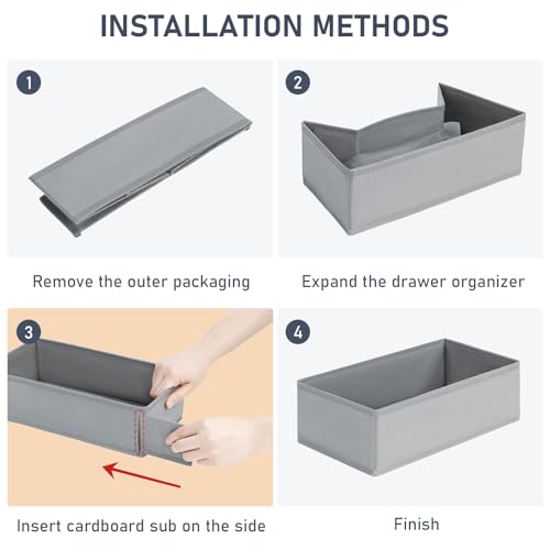 DIMJ Drawer Organizer Set of 3 - Grey Underwear & Clothing Storage