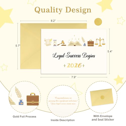 Gold Foil Law School Graduation Card 2026 - JD & LLM Gift