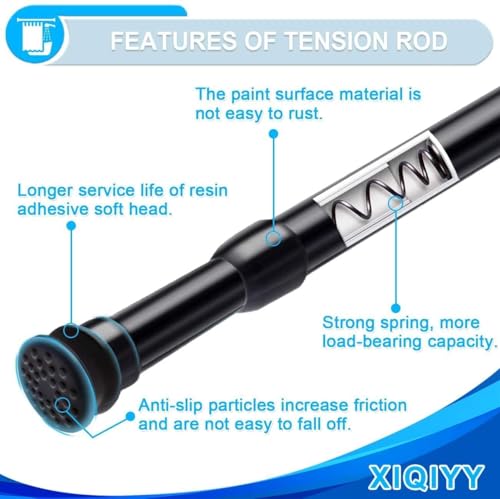 XIQIYY Black Tension Shower Rod, 16.8-26 Inch Adjustable Spring Rod