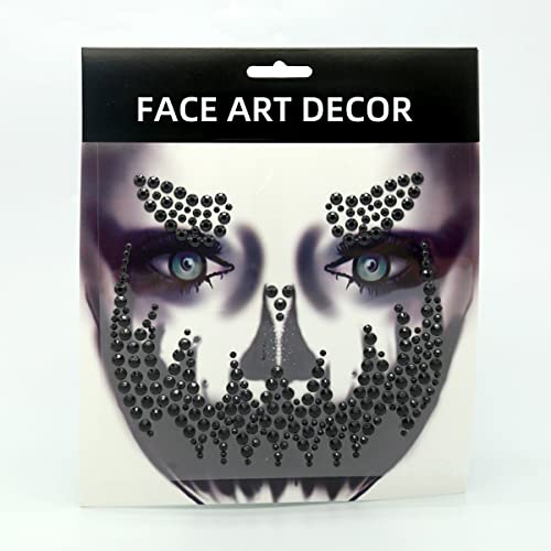 Day of the Dead Face Gems Crystal Rhinestone Skull Tattoo Stickers 2Pcs