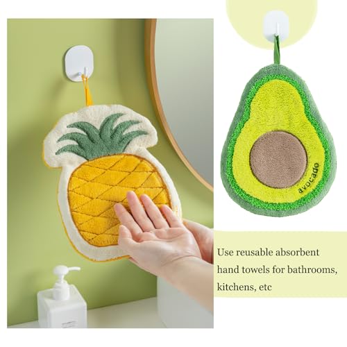 Cute Fruit-Shaped Hand Towels - 2 Pack Reusable Kitchen & Bathroom Towels