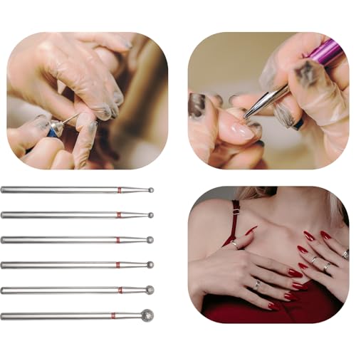 ETCAR 6 Pack Nail Drill Bits - 3/32" Cuticle Cleaning Ball Head Set
