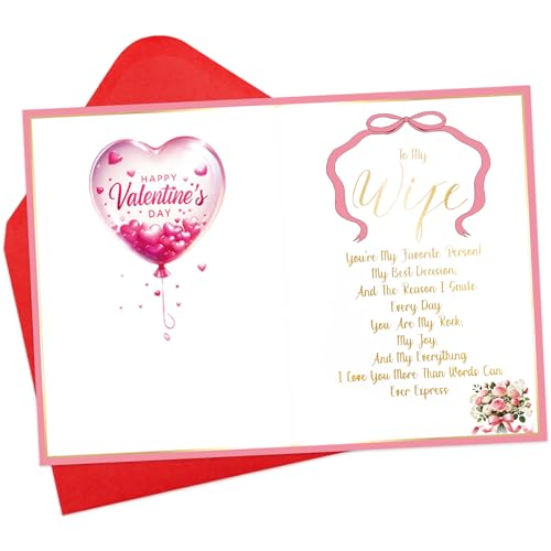Romantic Valentine's Day Card for Wife - 5x7 Heart Design