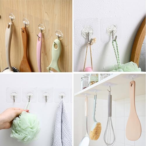 28 Pack Transparent Self-Adhesive Hooks for Heavy Duty Use