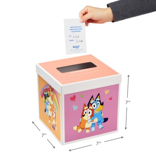 Bluey Valentine's Day Cards Set with Mailbox - 34-Piece for Kids