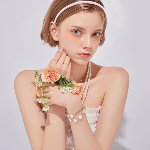 Chanaco Glitter Headbands for Girls 6-Pack Rainbow Sparkle Hair Accessories