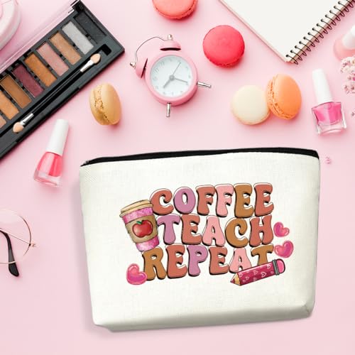 Teacher Appreciation Makeup Bag - Canvas Travel Toiletry Pouch Gift