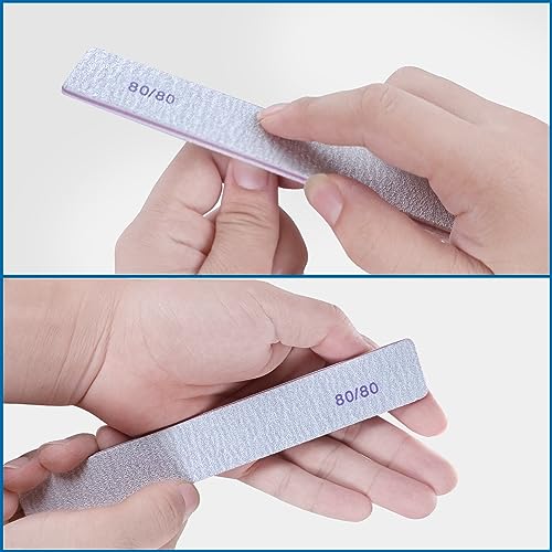 HomeyEra 80/80 Grit Nail Files 12 Pack - Heavy Coarse Emery Boards for Acrylic & Gel Nails