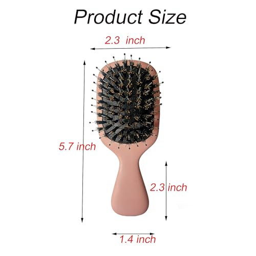 Mini Boar Bristle Hair Brush Travel Pocket Hairbrush for Detangling
