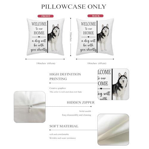 Siberian Husky Throw Pillow Cover - Soft Flannel 18x18