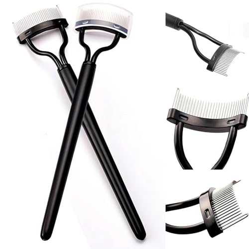 Corconess 2-Piece Metal Eyelash Comb and Separator Tool with Protective Cap