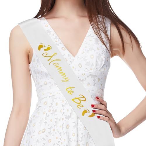 Elegant White Satin 'Mommy to Be' Sash for Baby Showers