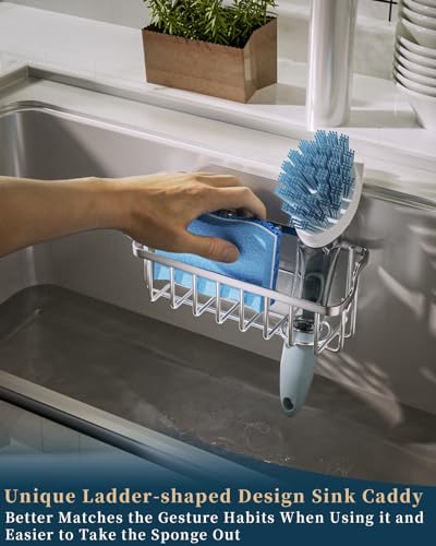 Stainless Steel Ladder Sink Caddy - Rustproof Sponge Holder with 2 Installation Methods